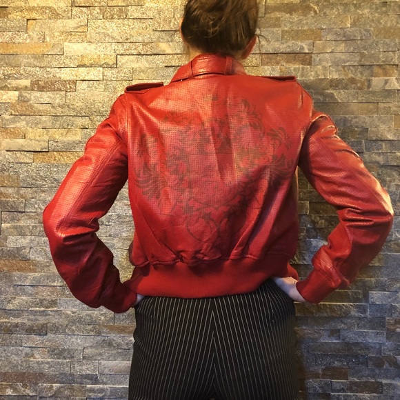 Live Mechanics Jackets & Blazers - NWOT Live Mechanics Perforated Red Leather Jacket